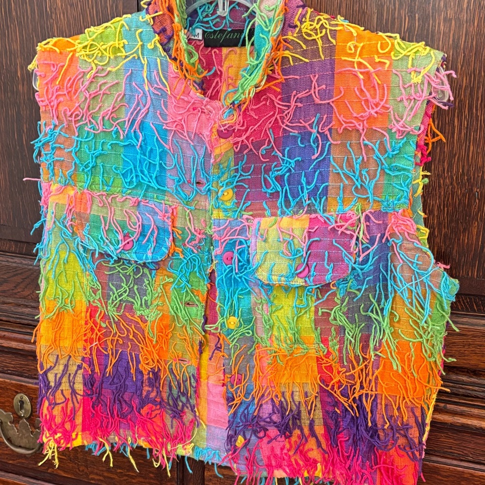 Colorful Fringe Vest; beautiful over tshirt or dress
